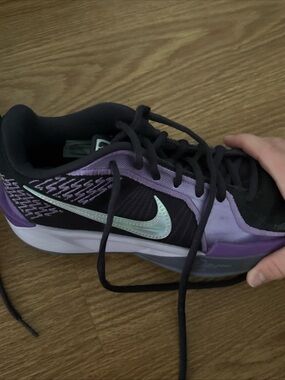 Sabina Black and Purple Women's Athletic Shoes with Iridescent Logo